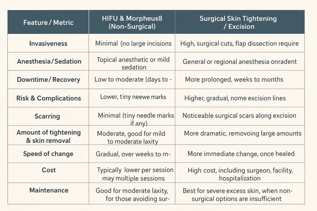 The Science of Skin Tightening 2 Table of skin tightening Bakewell benefits compared to surgical options